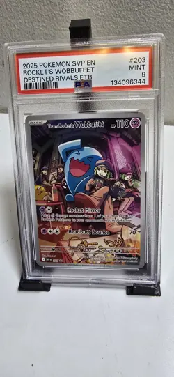 TEAM ROCKET'S WOBBUFFET #203 Pokemon Destined Rivals ETB Promo PSA 9 Mint - Image 3