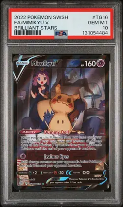 2022 POKEMON SWORD & SHIELD BRILLIANT STARS #TG16 FULL ART/MIMIKYU V PSA 10 - Image 1