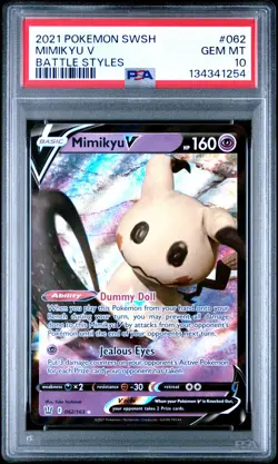 2021 POKEMON SWORD & SHIELD BATTLE STYLES #062 MIMIKYU V PSA 10 - Image 1