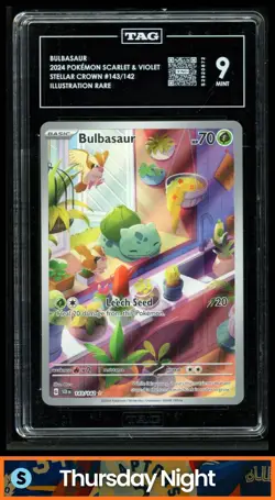 2024 POKEMON SV STELLAR CROWN - SCR EN #143/142 BULBASAUR TAG 9 - Image 1