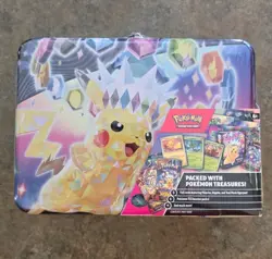 Pokemon Pikachu 2024 Surging Sparks Collectors Chest Tin Lunchbox NEW Sealed - Image 1