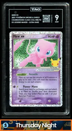 2021 POKEMON SWORD & SHIELD CELEBRATIONS #88/92 MEW EX CLASSIC COLLECTION TAG 9 - Image 1