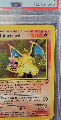 CHARIZARD 2000 Pokemon Base 2 Holo with Swirl #4 - PSA 3 - Image 3