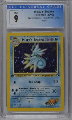 Misty's Seadra Pokemon 2000 Gym Heroes 1st Edition Holo CGC 9 Mint - Image 1