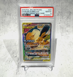 PSA 10 297/SM-P Japanese Pokemon Eevee & Snorlax GX Holo Tag Bolt S&M Promo 2018 - Image 1