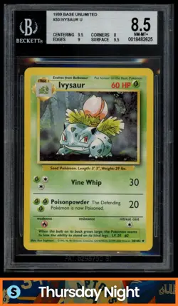 1999 POKEMON UNLIMITED #30/102 IVYSAUR UNCOMMON BGS 8.5 - Image 1
