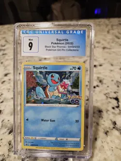 Squirtle SWSH233 Pokemon GO Promo CGC 9 Mint Holo Swirl Black Star Pokemon - Image 1