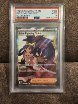 Pokemon TCG Iris's Fighting Spirit Holo Card Full Art, JTG 180/159 PSA 9 - Image 1