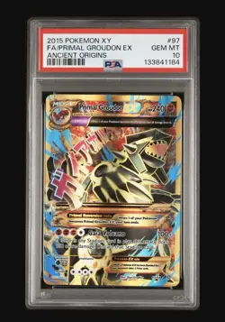 2015 POKEMON XY ANCIENT ORIGINS #97 FULL ART/PRIMAL GROUDON EX PSA 10 - Image 1