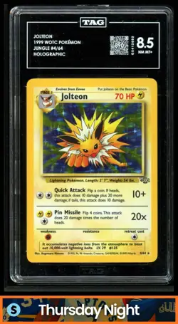 1999 POKEMON JUNGLE #4/64 JOLTEON TAG 8.5 - Image 1