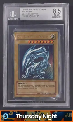 2002 YU-GI-OH! STARTER DECK: KAIBA #SDK-001 BLUE-EYES WHITE DRAGON BGS 8.5 - Image 1