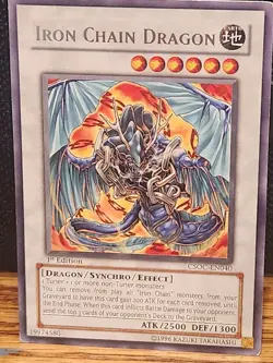 | Yugioh Iron Chain Dragon CSOC-EN040 1st Edition Crossroads Of Chaos NM/VLP | - Image 1