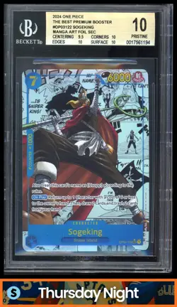 2024 ONE PIECE THE BEST PREM. BOOST. #OP03-122 SOGEKING MANGA ART FOIL SEC BGS10 - Image 1