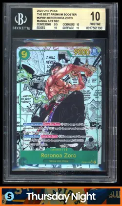 2024 ONE PIECE THE BEST PREM. BOOSTER #OP06-118 R. ZORO MANGA ART SEC SR BGS 10 - Image 1