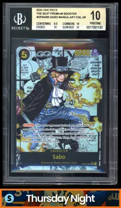 2024 ONE PIECE THE BEST PREMIUM BOOSTER #OP04-083 SABO MANGA ART FOIL SR BGS 10 - Image 1