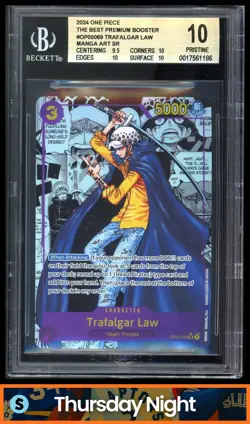 2024 ONE PIECE: THE BEST PREMIUM BOOSTER #OP05-069 TRAFALGAR LAW MANGA ART BGS10 - Image 1