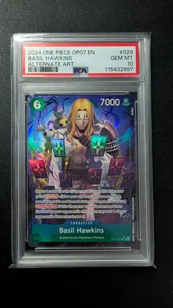 One Piece TCG Basil Hawkins OP07-029 PSA 10 ENGLISH - Image 1
