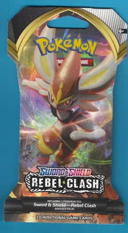 Pokemon "Rebel Clash" 10-Card Sealed Sleeved Booster (Cinderace) X1 - Image 1