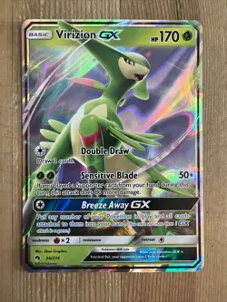 Virizion GX ULTRA RARE 34/214 Lost Thunder Pokemon card TCG NM Holo 2018 - Image 1