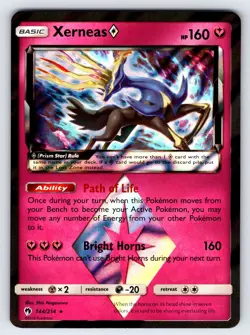 Xerneas 144/214 2018 S&M Lost Thunder Pokemon Card TCG Prism Holo Rare - Nm - Image 1