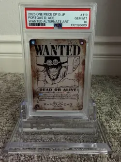 PSA 10 Portgas D. Ace SP Wanted OP13-119 2025 Japanese ONE PIECE Card - Image 1