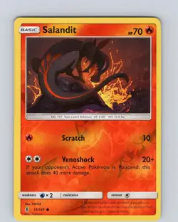 Pokemon TCG Salandit S&M Guardians Rising 15/145 Reverse Holo Common Card NM - Image 1