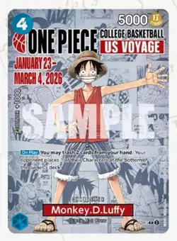 🔥🏀One Piece Monkey.D.Luffy US College Basketball Promo Card PRESALE🏀🔥 - Image 2