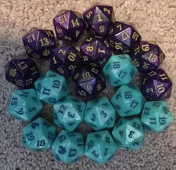 Lot of 21 Magic the Gathering Spindown Oversized D20 Dice 10 Eldraine 11 Theros - Image 1