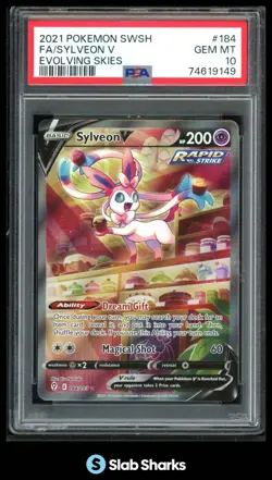 2021 POKEMON SWORD & SHIELD EVOLVING SKIES #184/203 SYLVEON V FULL ART PSA 10 - Image 1