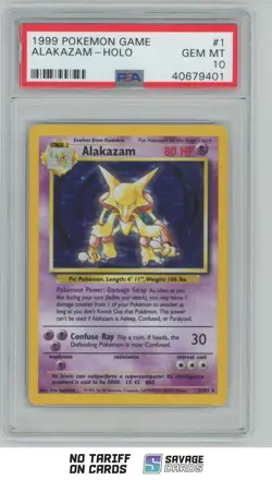 1999 Pokemon Classic Base Set Holo Alakazam PSA 10 #1/102 - Image 1