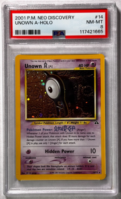 Unown A Holo PSA 8 NM-MT Pokemon (2001) Neo Discovery 14/75 Vintage - Image 1