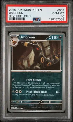 2025 POKEMON PRE EN-PRISMATIC EVOLUTIONS REVERSE HOLO #059 UMBREON PSA 10 - Image 1