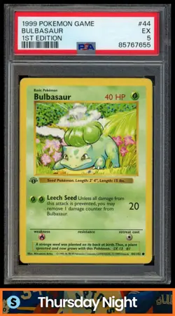 1999 POKEMON 1ST EDITION #44/102 BULBASAUR PSA 5 - Image 1
