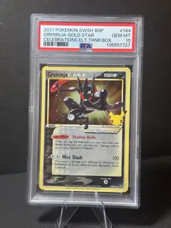 Pokemon Greninja Gold Star Celebrations ETB Black Star Holo Promo SWSH144 PSA 10 - Image 3