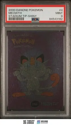 2000 Danone Pokemon Stadium Tip Shiny MEOWTH PSA 9 #4/8 - Image 1