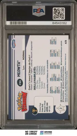 2000 Danone Pokemon Stadium Tip Shiny MEOWTH PSA 9 #4/8 - Image 2