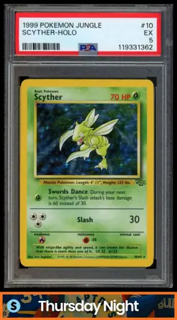 1999 POKEMON JUNGLE #10/64 SCYTHER HOLO RARE PSA 5 - Image 1