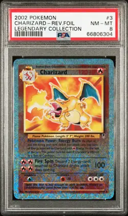 2002 POKEMON LEGENDARY COLLECTION #3 CHARIZARD REVERSE HOLO PSA 8 - Image 1