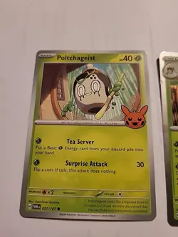 2 Pokemon Trick Or Trade Poltchageist 021/167 &Sinistcha 022/167 Holo. Both 2024 - Image 2