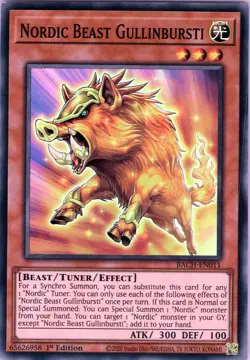 Yu-Gi-Oh! - Nordic Beast Gullinbursti BACH-EN011 - Super Rare, 1st Edition (NM) - Image 1