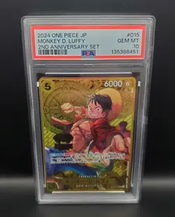 Gold Monkey.D.Luffy (One Piece Japanese 2nd Anniversary) ST13-015 PSA 10 Promo - Image 1