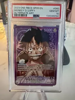 2023 One Piece OP05 EN Monkey D. Luffy Alt Art Leader PSA 10 - Image 1