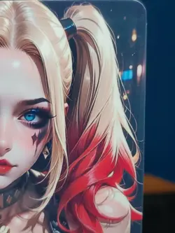 1/1 Only 1 Made Harley Quinn DC Cyberpunk Pretty Custom Waifu Card Size 5x3.5 - Image 3