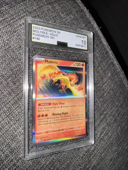 Moltres Holo Fire 2023 Scarlet & Violet 151 Pokemon TCG Card 146/165 AGS 10 GOLD - Image 1