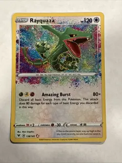 Pokemon TCG Rayquaza Vivid Voltage Holo Card 138/185 Rare, Near Mint Condition - Image 1