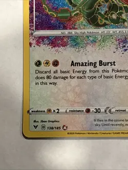 Pokemon TCG Rayquaza Vivid Voltage Holo Card 138/185 Rare, Near Mint Condition - Image 5
