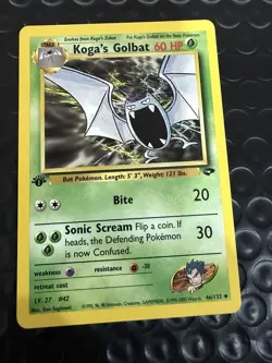 🔥Koga’s Golbat Pokemon Card 46/132 Gym Challenge 1st Edition Non-Holo -LP+ - Image 1