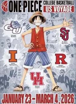 🔥🏀One Piece Monkey.D.Luffy US College Basketball Promo Card PRESALE🏀🔥 - Image 1