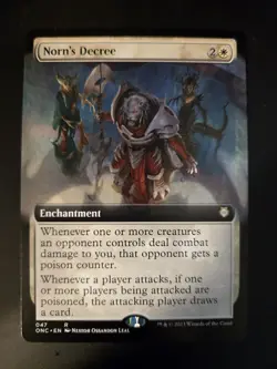 Norn's Decree NM EXTENDED ART Commander: Phyrexia: All Will Be One MTG FREE SHIP - Image 1