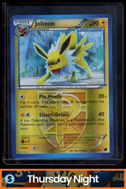 2013 POKEMON BLACK & WHITE PLASMA FREEZE #34/116 JOLTEON REVERSE HOLO - Image 1
